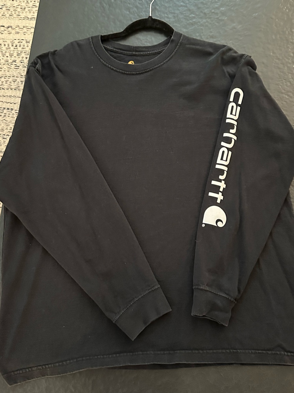 Carhartt Men’s Black Long-Sleeve Logo Sleeve T-Shirt